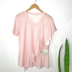 BRISAS  Ruffle Front Butter Soft Pink Top Size XL NEW